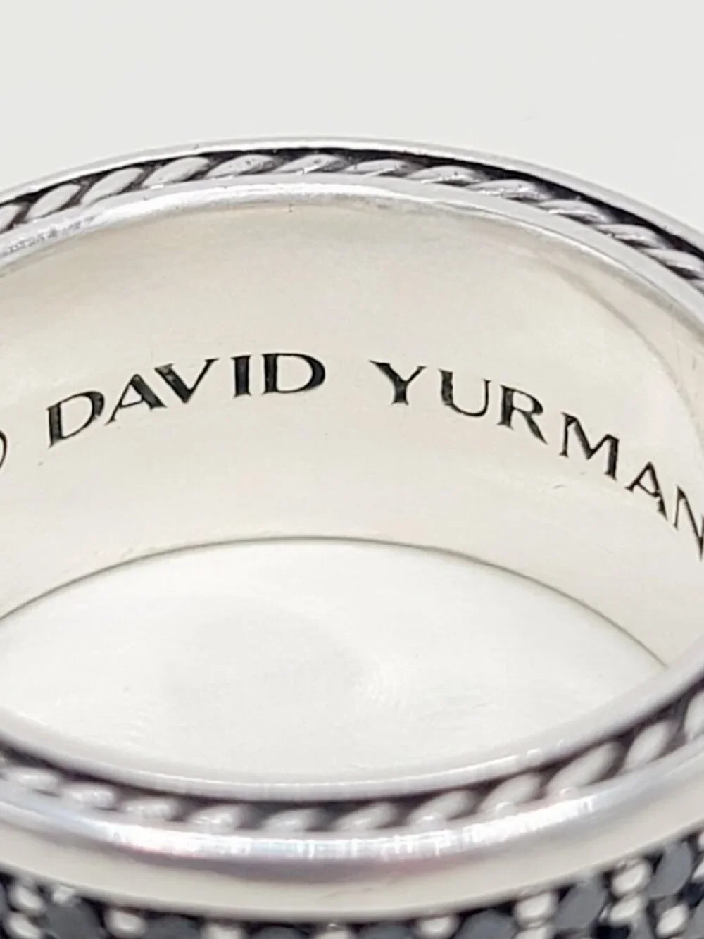David Yurman Streamline Four Row Ring w/ Pavé Black Diamonds - Size 10 - RARE